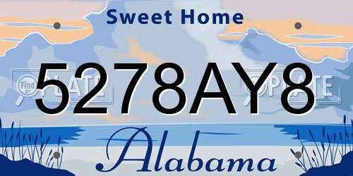 5278AY8 Alabama License Plate
