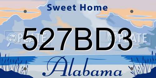 527BD3 Alabama License Plate