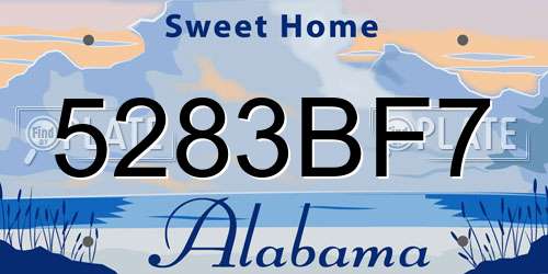 5283BF7 Alabama License Plate