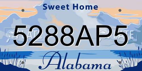 5288AP5 Alabama License Plate