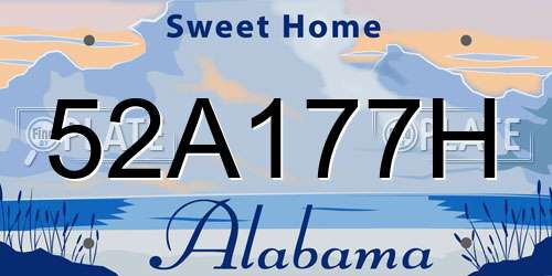 52A177H Alabama License Plate