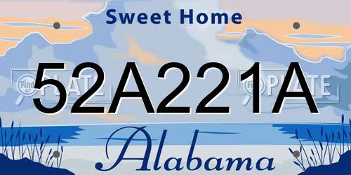 52A221A Alabama License Plate