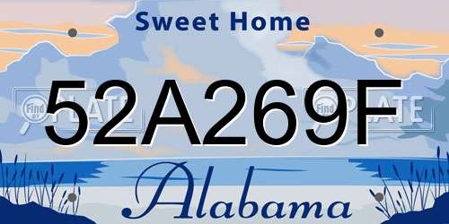 52A269F Alabama License Plate