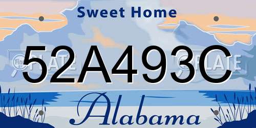 52A493C Alabama License Plate