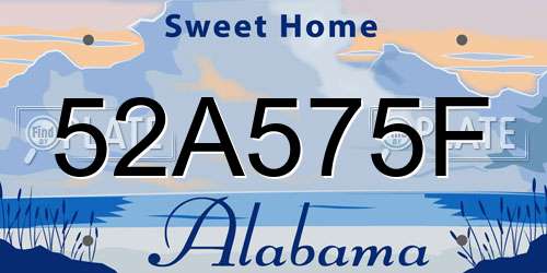 52A575F Alabama License Plate