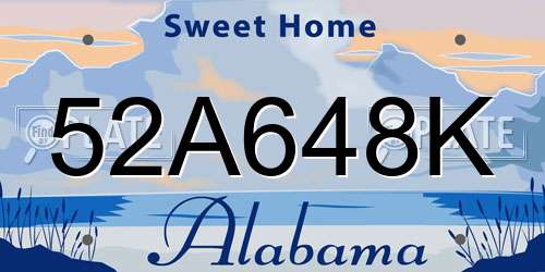 52A648K Alabama License Plate