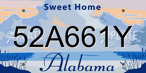 52A661Y Alabama License Plate