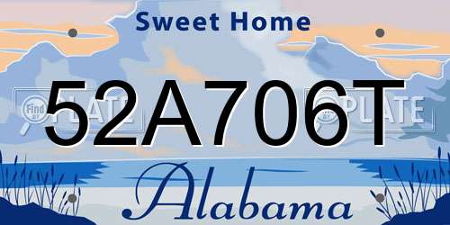 52A706T Alabama License Plate