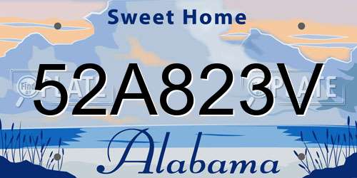 52A823V Alabama License Plate