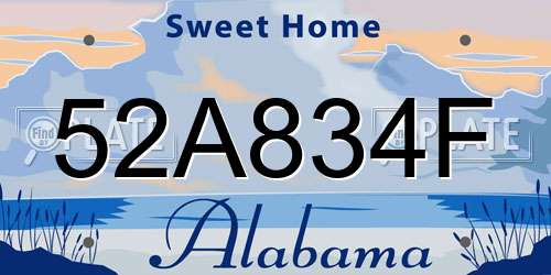 52A834F Alabama License Plate