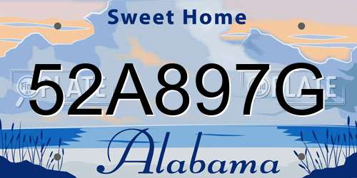 52A897G Alabama License Plate