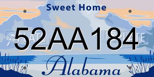 52AA184 Alabama License Plate
