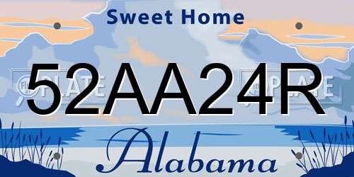 52AA24R Alabama License Plate
