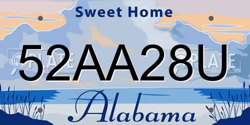 52AA28U Alabama License Plate