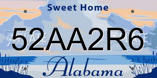 52AA2R6 Alabama License Plate