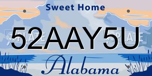 52AAY5U Alabama License Plate