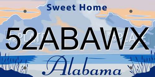 52ABAWX Alabama License Plate