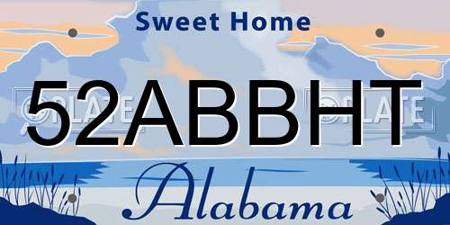 52ABBHT Alabama License Plate