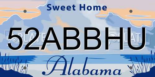 52ABBHU Alabama License Plate