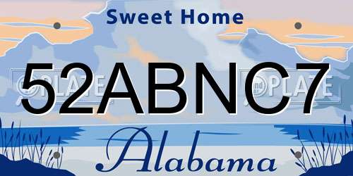 52ABNC7 Alabama License Plate
