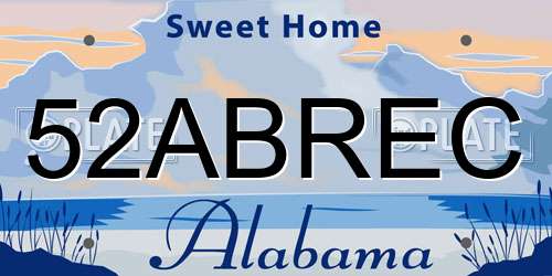 52ABREC Alabama License Plate