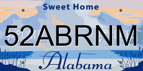 52ABRNM Alabama License Plate