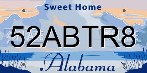 52ABTR8 Alabama License Plate