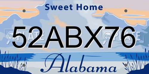 52ABX76 Alabama License Plate