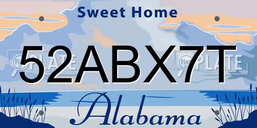 52ABX7T Alabama License Plate