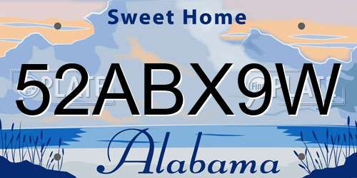 52ABX9W Alabama License Plate