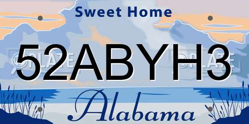 52ABYH3 Alabama License Plate