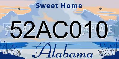 52AC010 Alabama License Plate