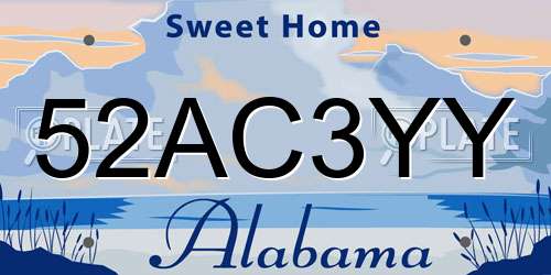 52AC3YY Alabama License Plate
