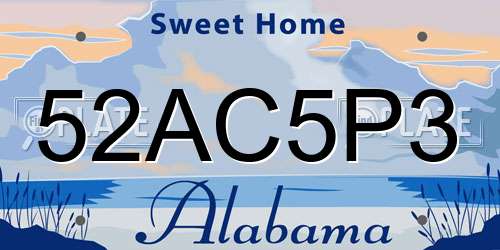 52AC5P3 Alabama License Plate
