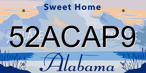 52ACAP9 Alabama License Plate