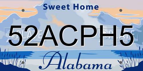 52ACPH5 Alabama License Plate