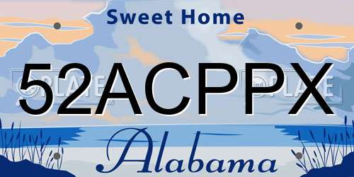 52ACPPX Alabama License Plate
