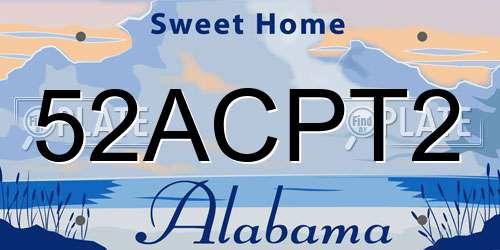 52ACPT2 Alabama License Plate