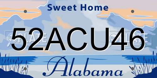 52ACU46 Alabama License Plate