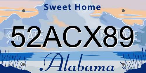 52ACX89 Alabama License Plate