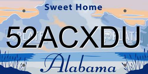 52ACXDU Alabama License Plate