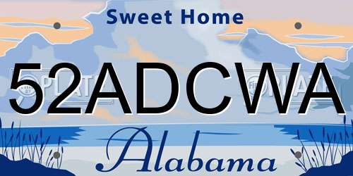 52ADCWA Alabama License Plate