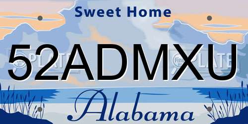 52ADMXU Alabama License Plate