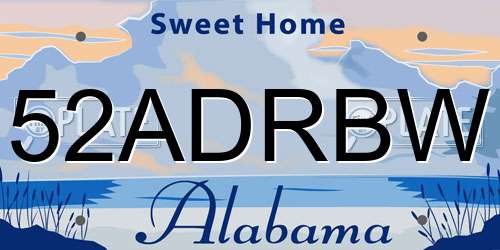 52ADRBW Alabama License Plate