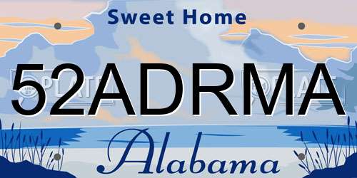 52ADRMA Alabama License Plate