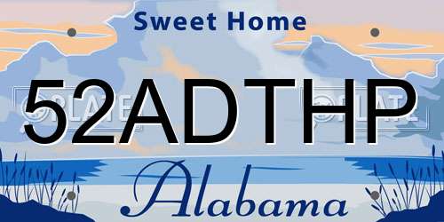 52ADTHP Alabama License Plate