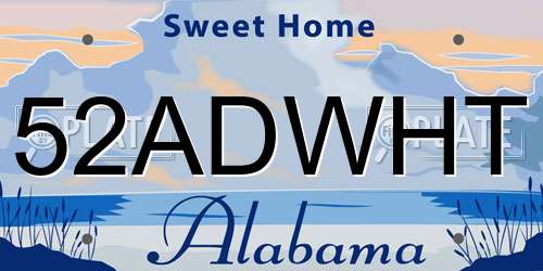52ADWHT Alabama License Plate