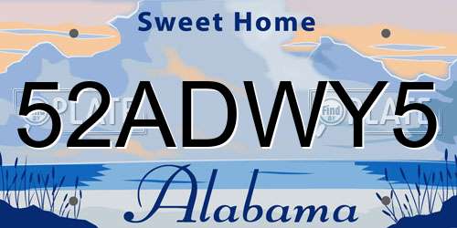 52ADWY5 Alabama License Plate