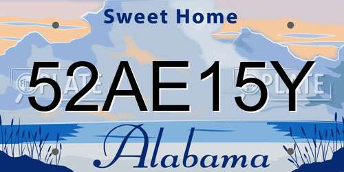 52AE15Y Alabama License Plate