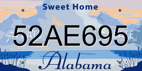 52AE695 Alabama License Plate